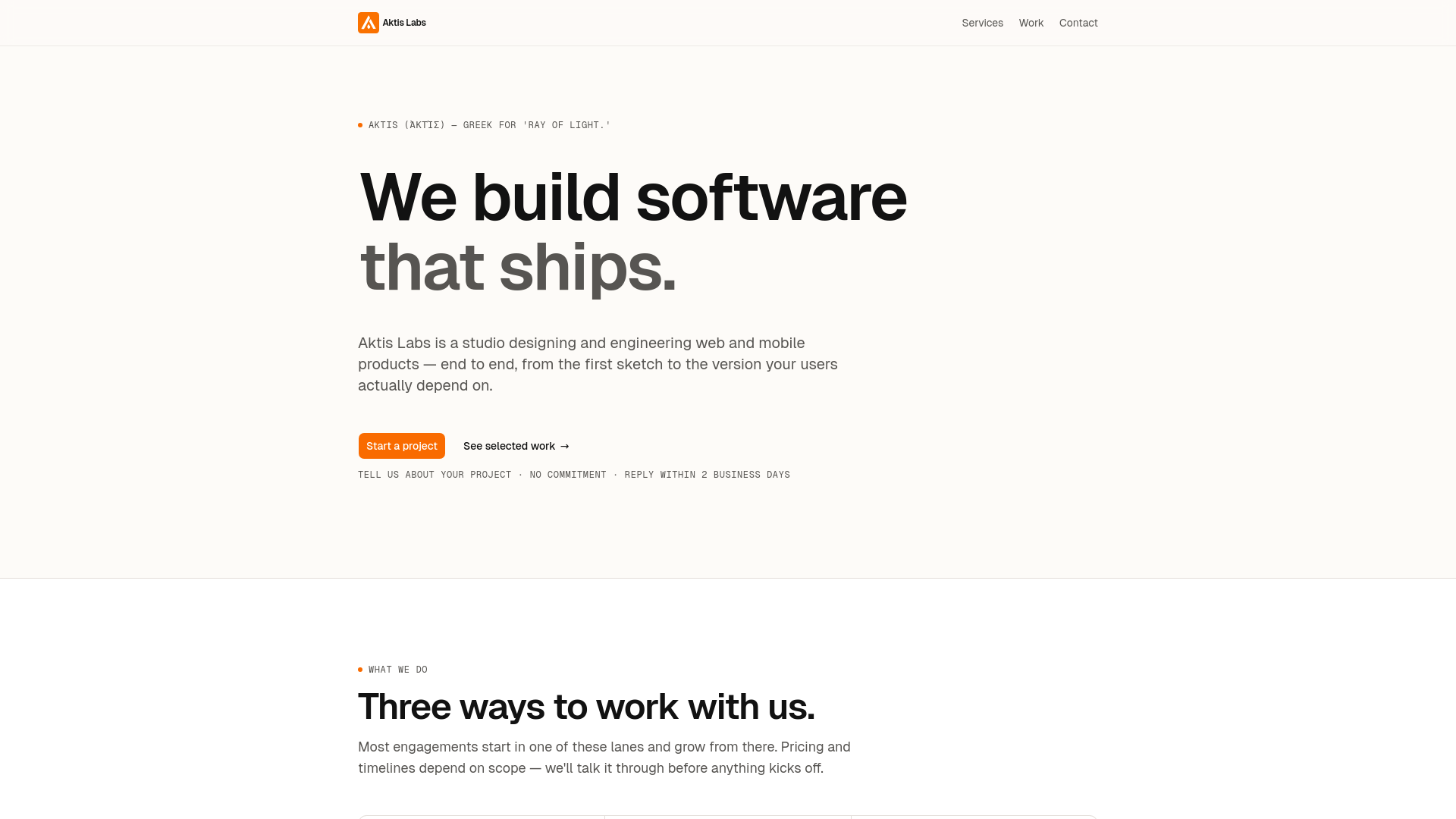 website screenshot of https://aktislabs.com/