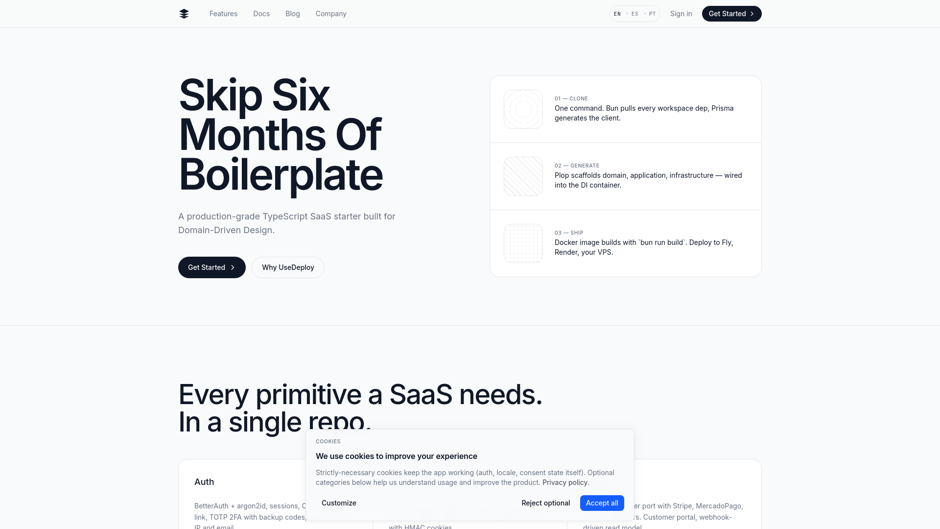 website screenshot of https://usedeploy.dev/