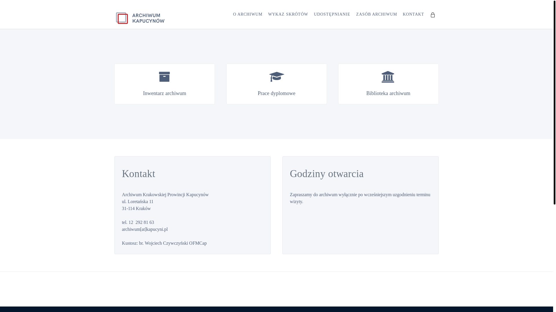 website screenshot of https://archiwum.kapucyni.pl/