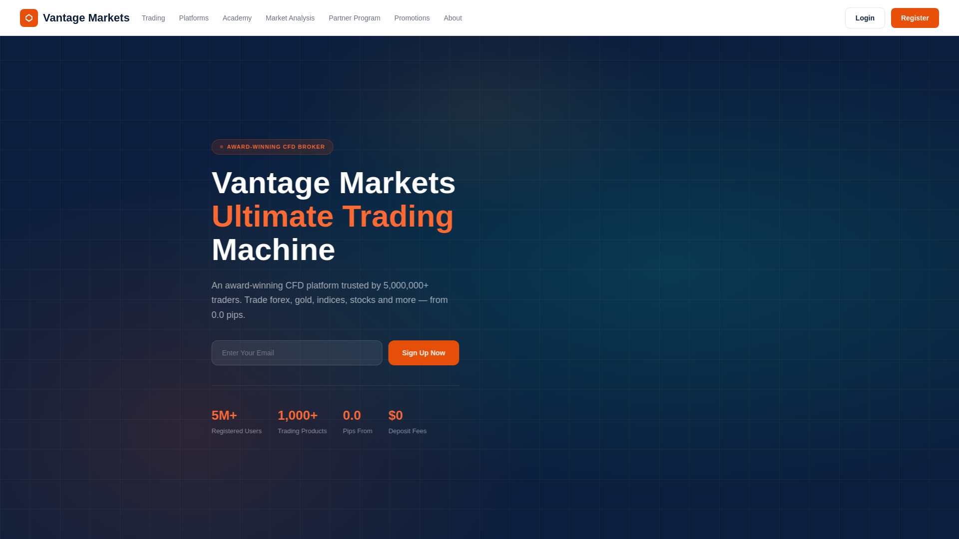 website screenshot of https://vantagemarketts.com