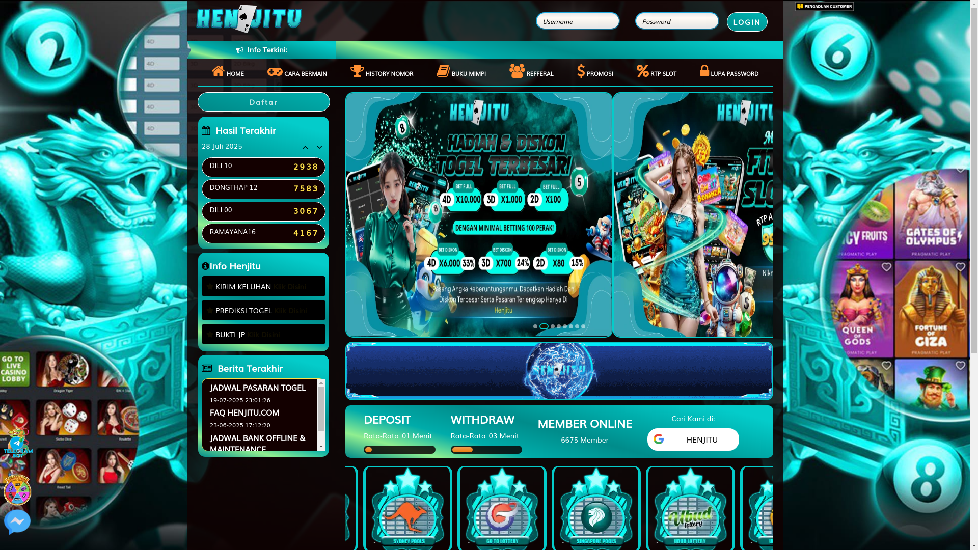 website screenshot of https://henjituslot.vip/