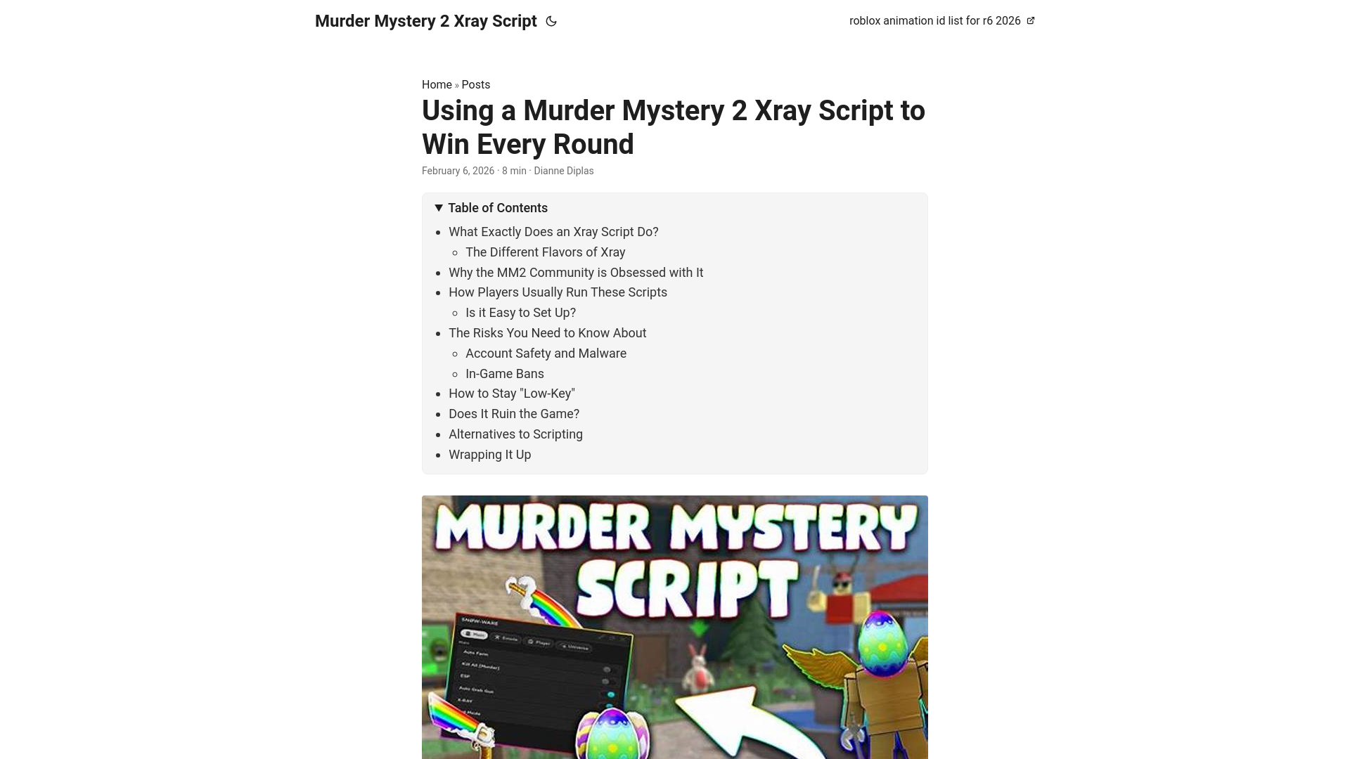 website screenshot of https://murder-mystery-2-xray-script.pages.dev/