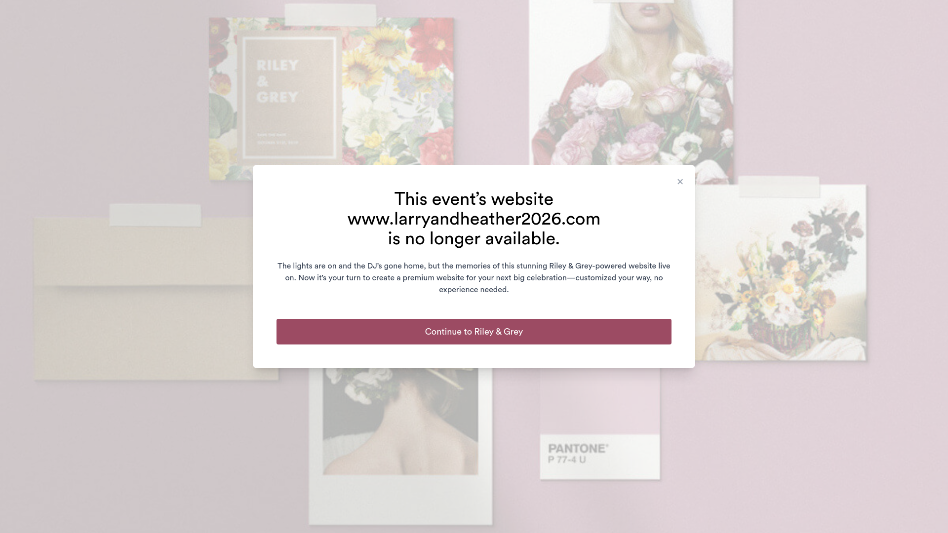 website screenshot of https://larryandheather2026.com/