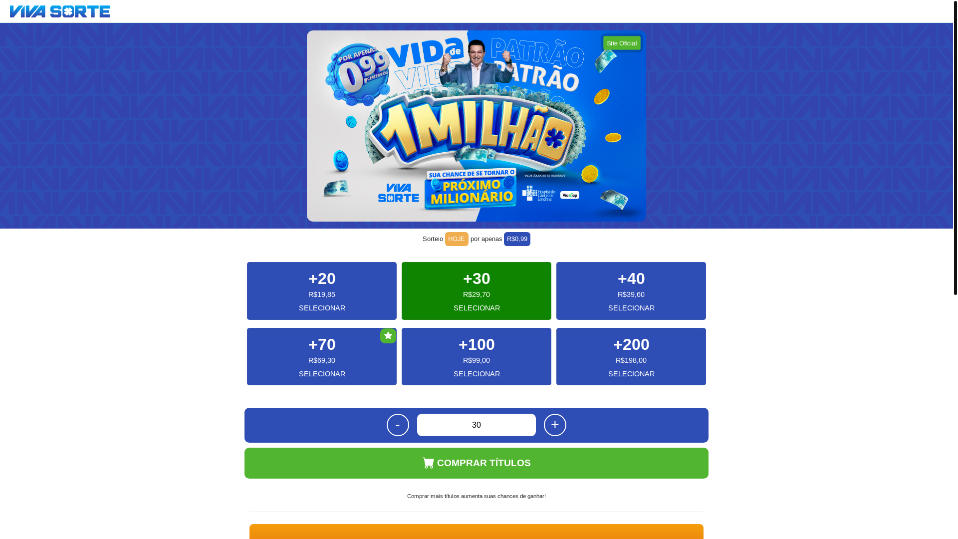 website screenshot of https://sortevivendo.shop/