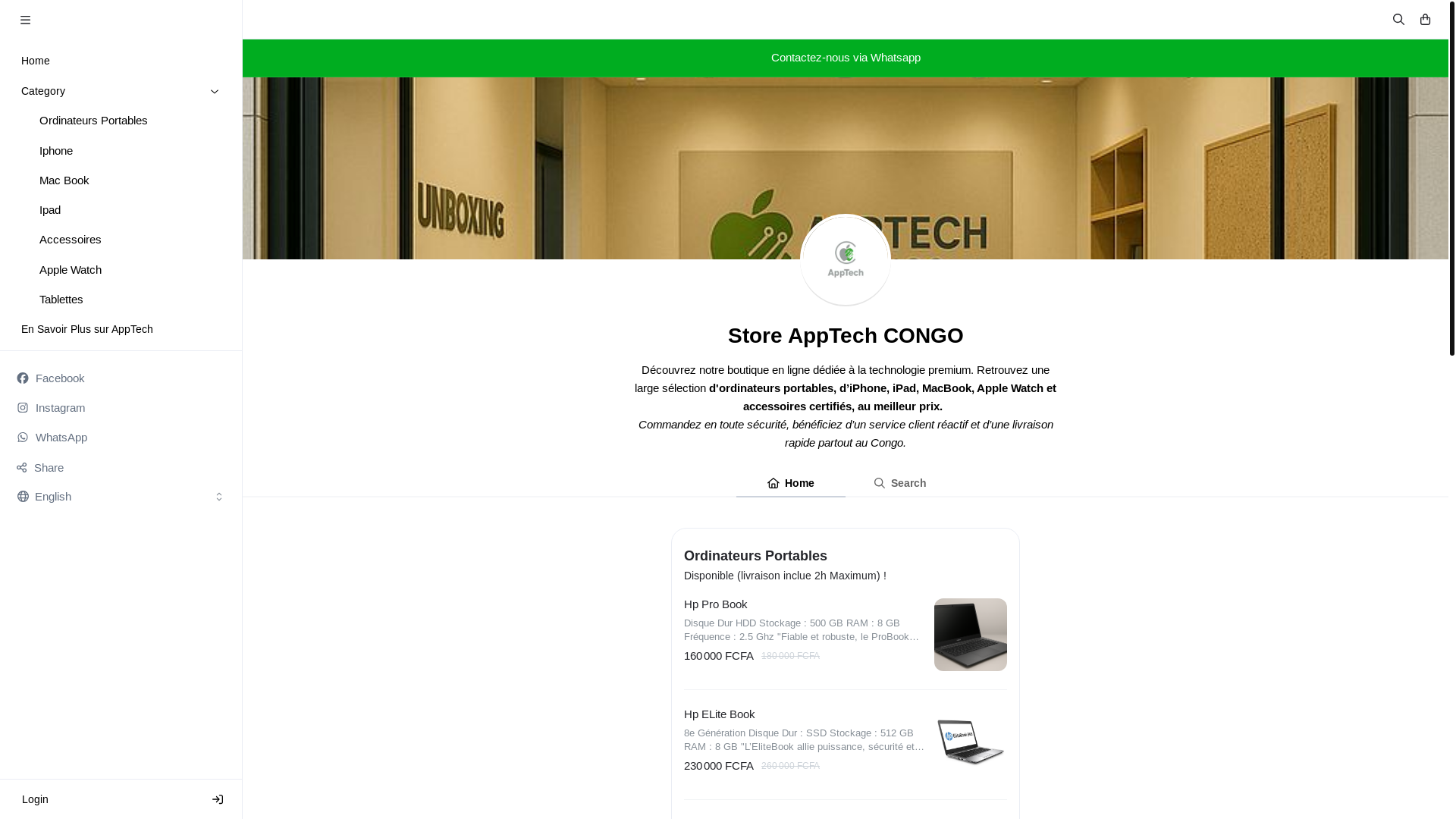 website screenshot of https://storeapptechcongo.link/