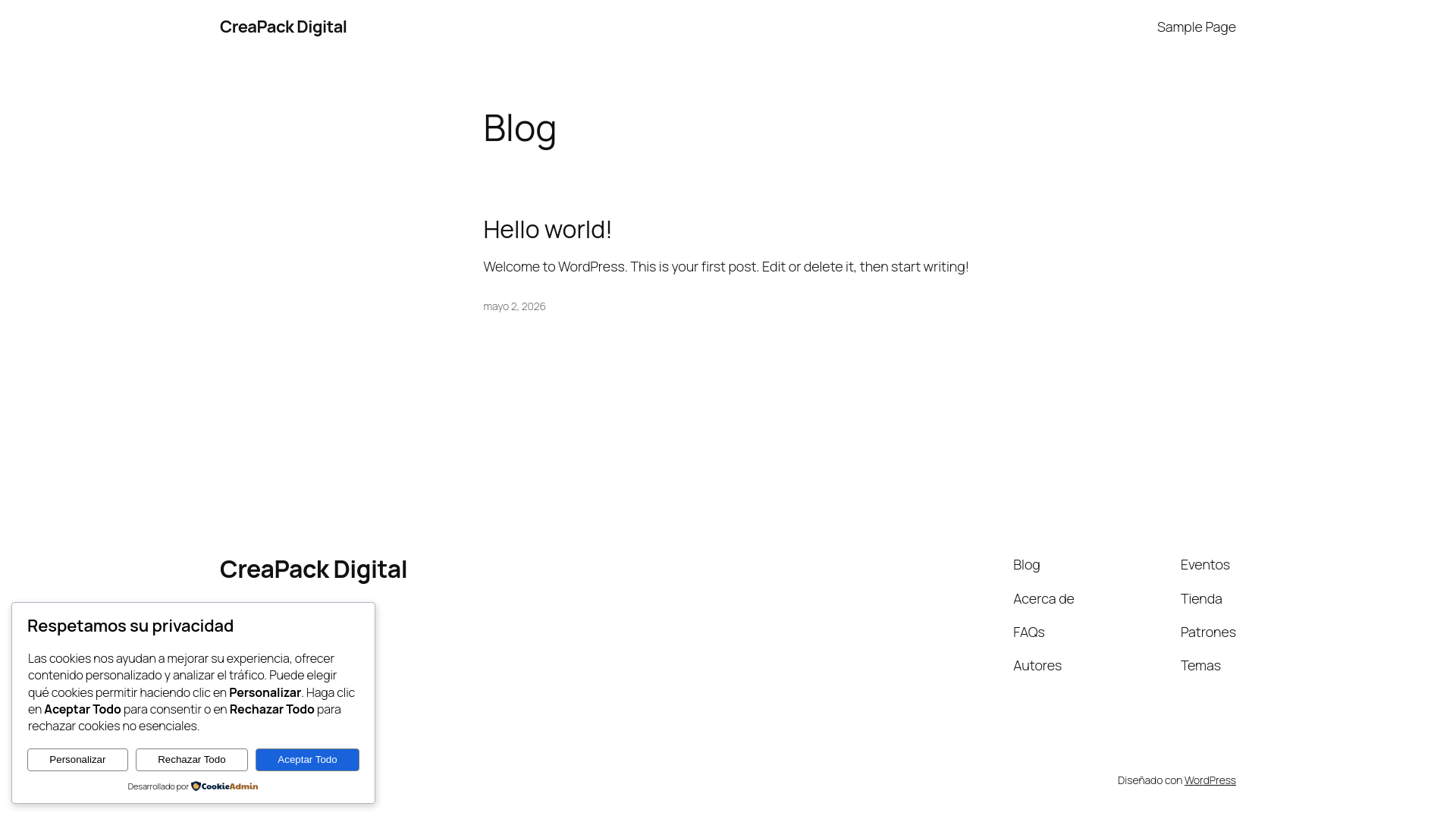 website screenshot of https://creapackdigital.com/