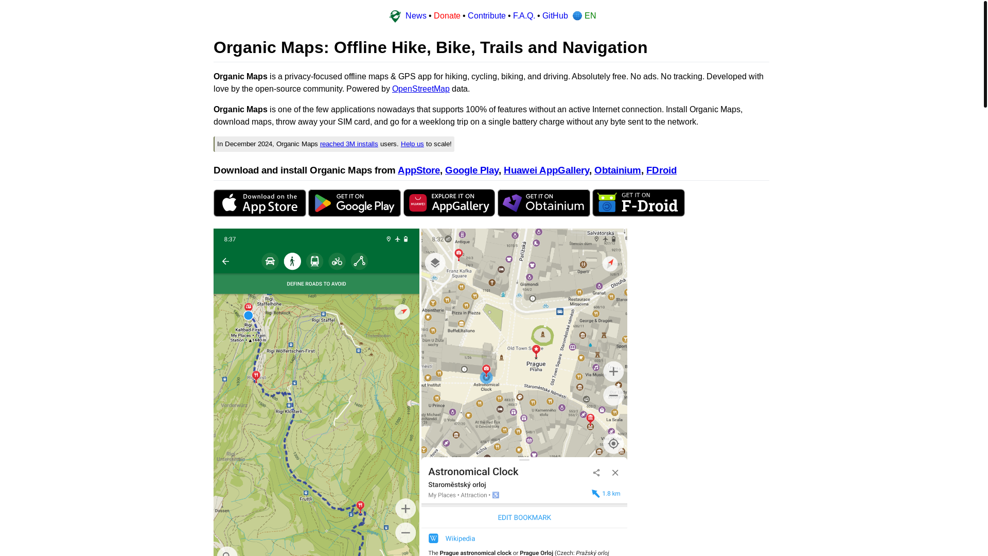 website screenshot of https://organicmaps.pages.dev/