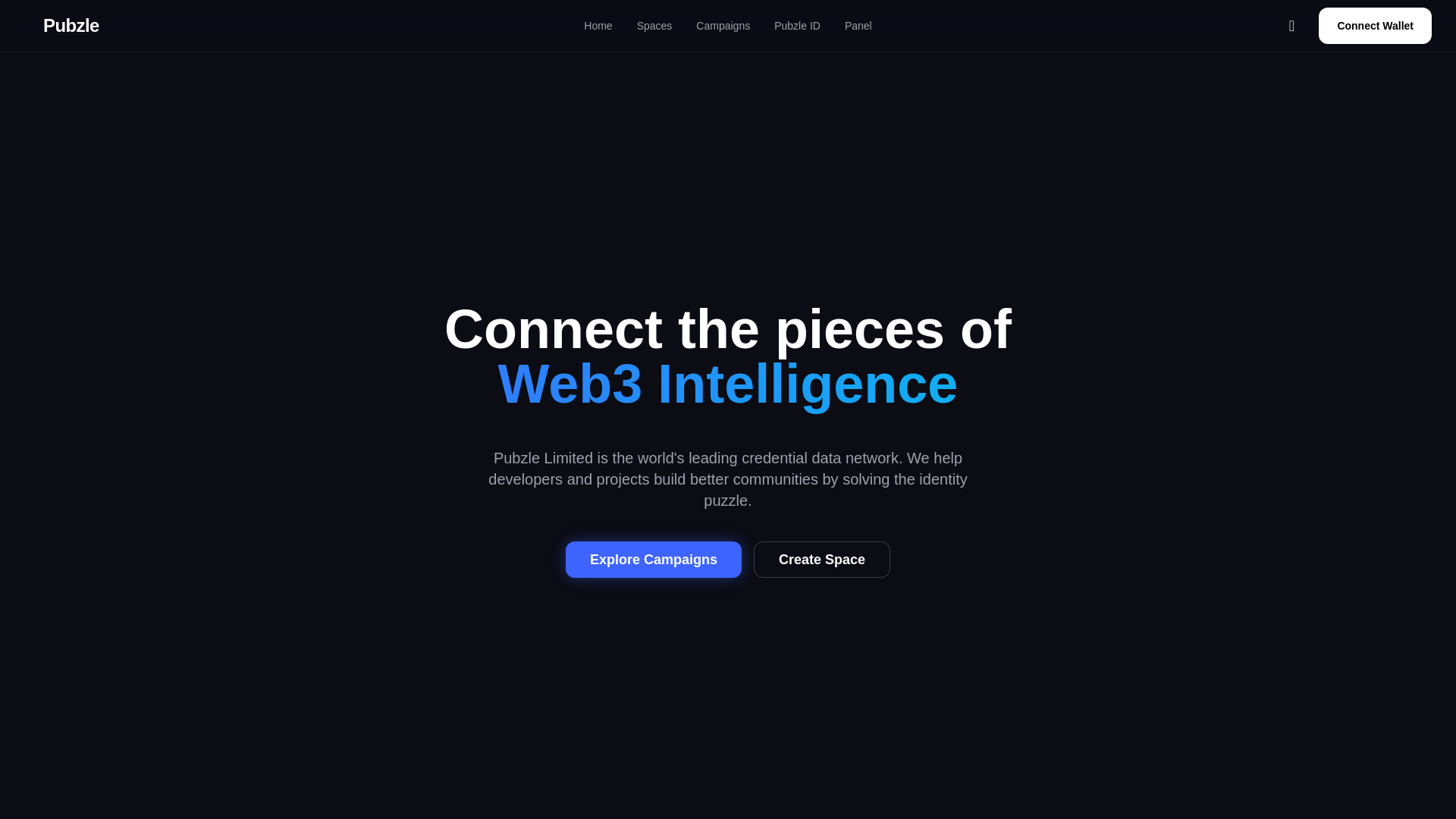 website screenshot of https://pubzle.io