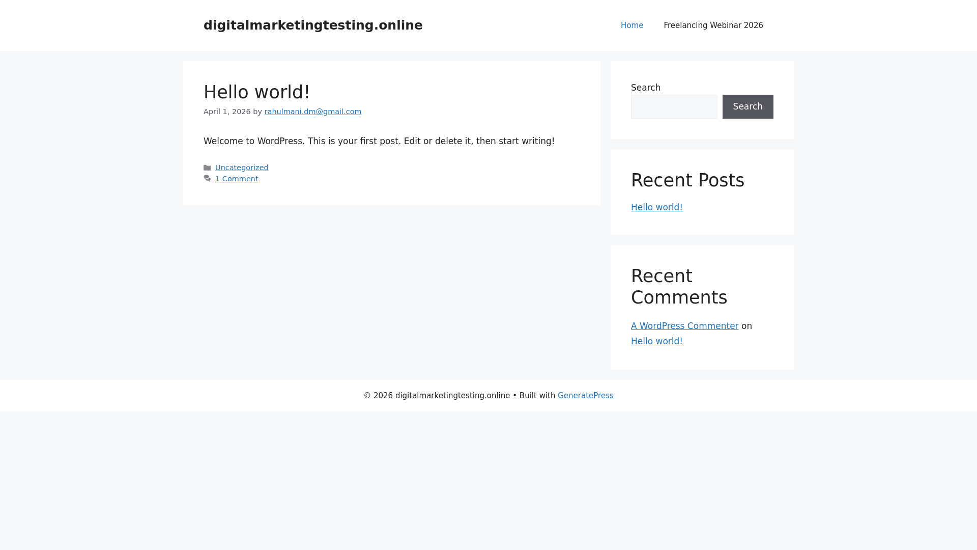 website screenshot of https://digitalmarketingtesting.online
