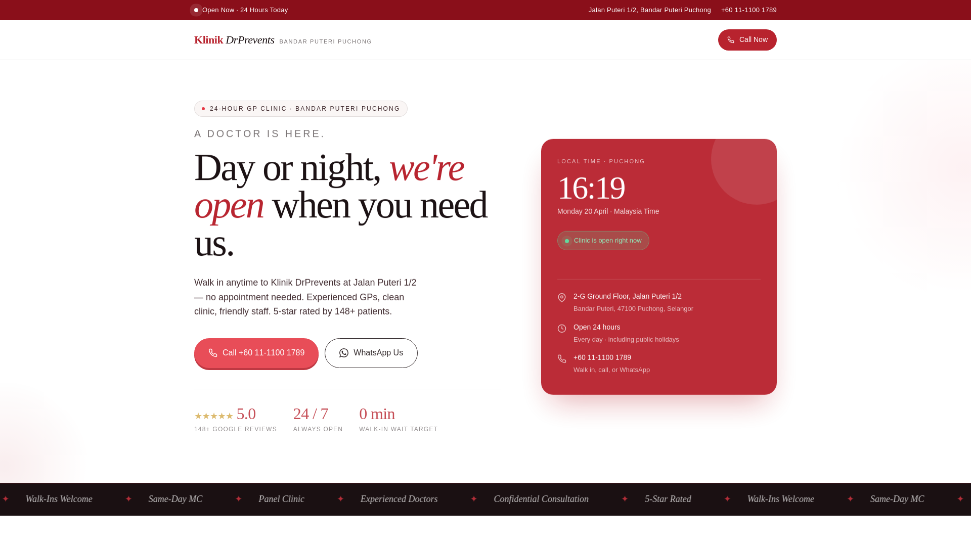 website screenshot of https://klinik-drprevents-bandarputeripuchong.pages.dev/