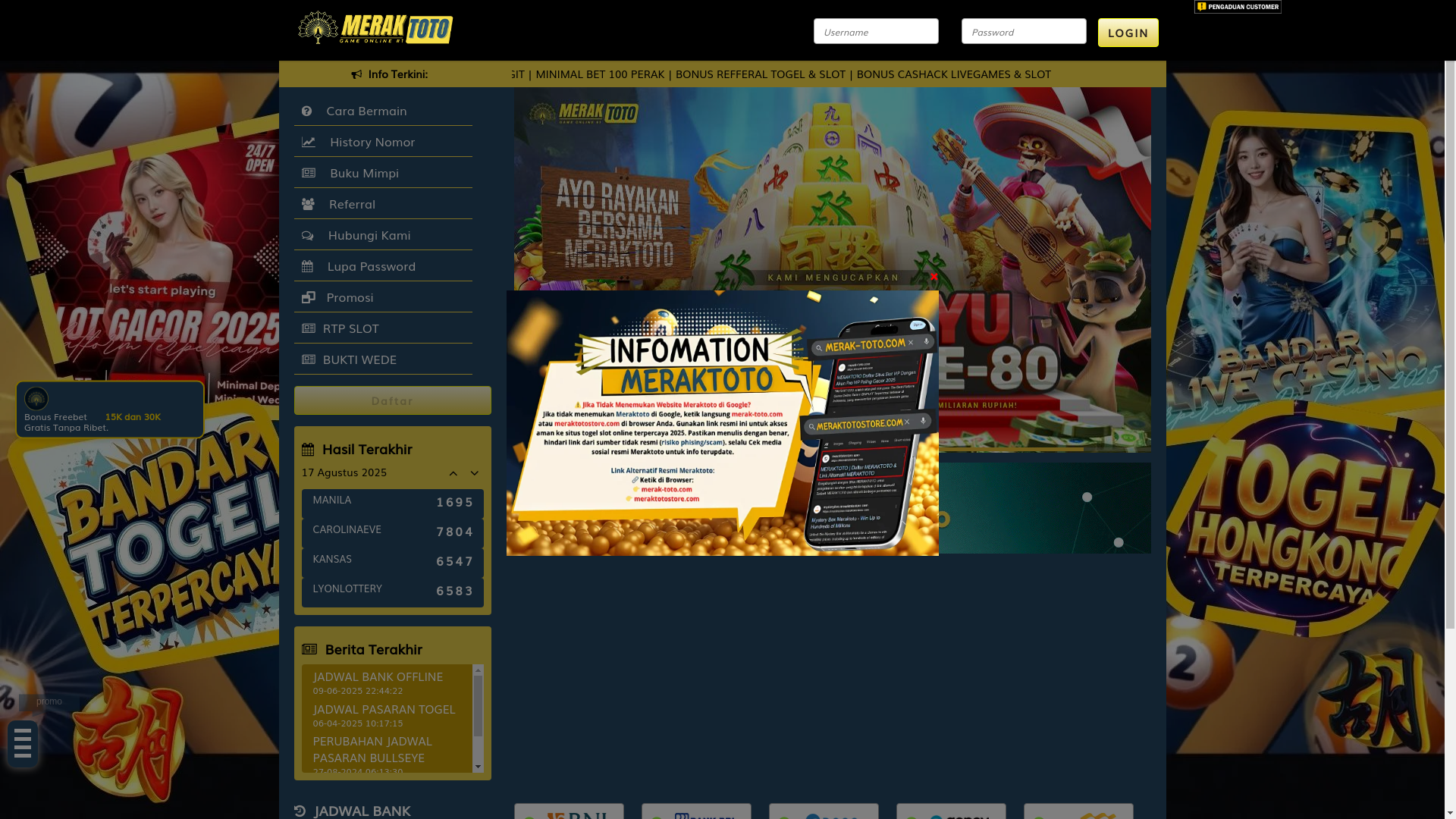 website screenshot of https://meraktoto32.lat/