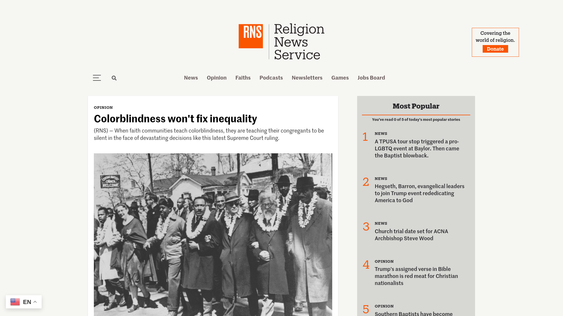 website screenshot of https://religionnews.com/2026/05/01/colorblindness-wont-fix-inequality/
