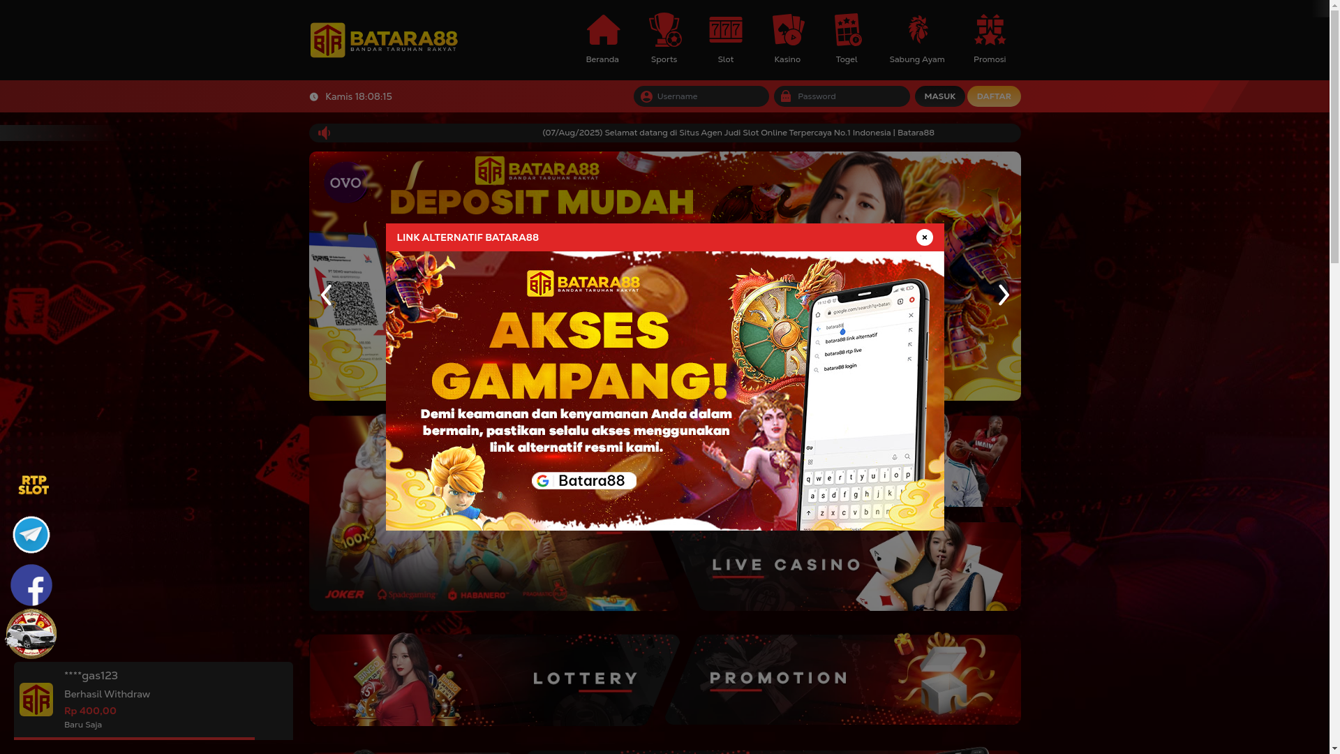 website screenshot of https://batara88slot.com/