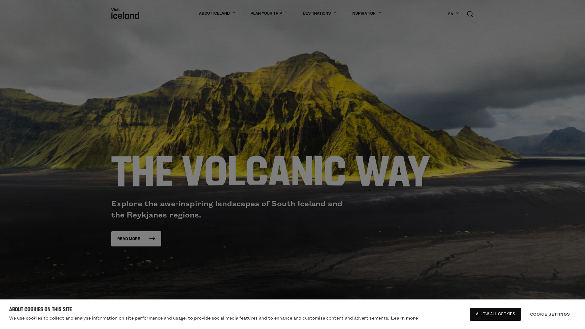 website screenshot of https://www.visiticeland.com/