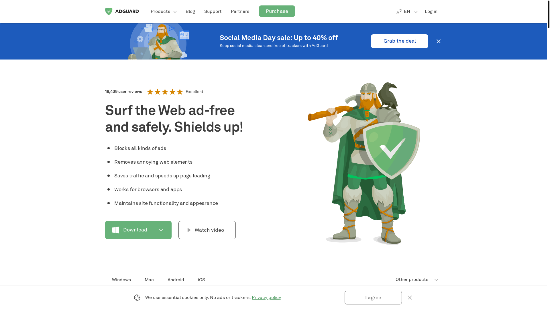 website screenshot of https://adguard.com/