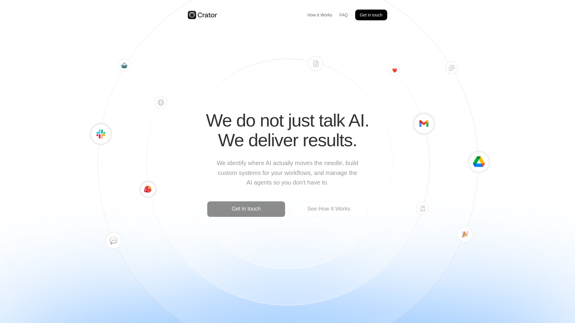 website screenshot of https://cratorlabs.ai/