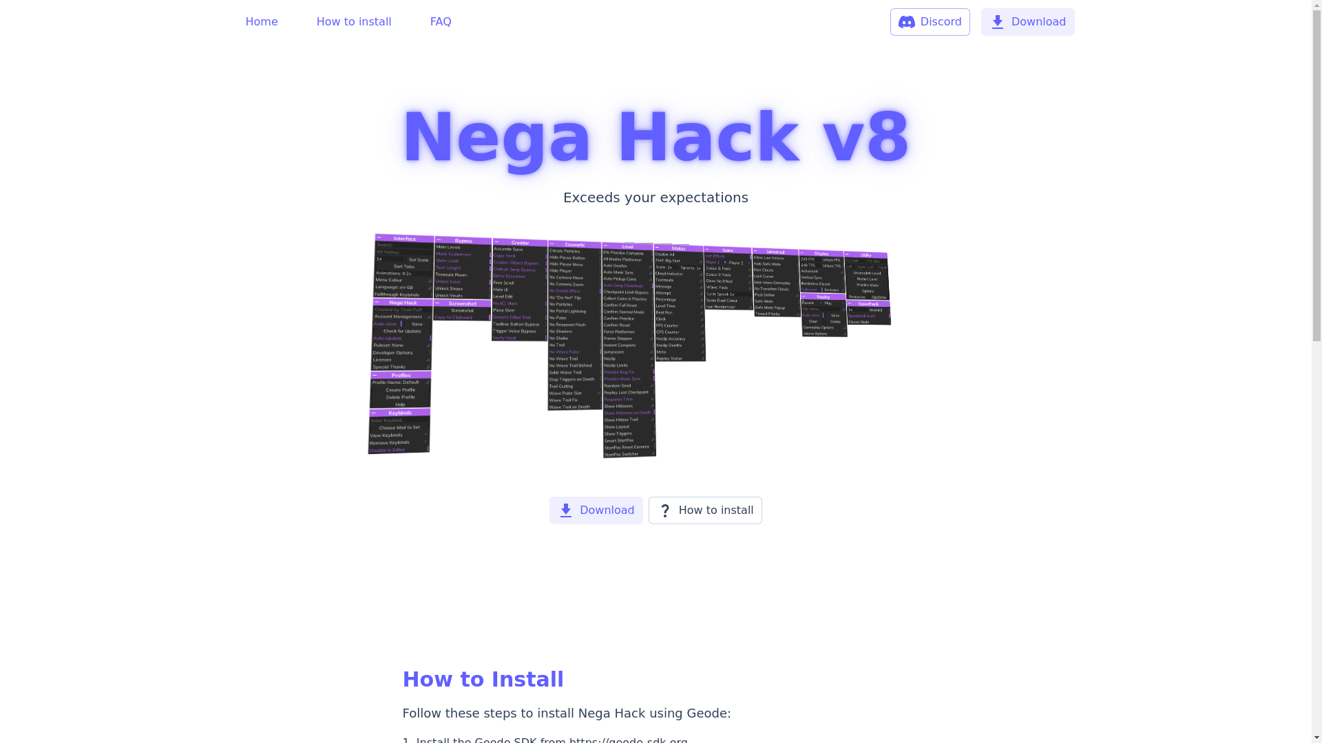 website screenshot of https://megahack.lol/