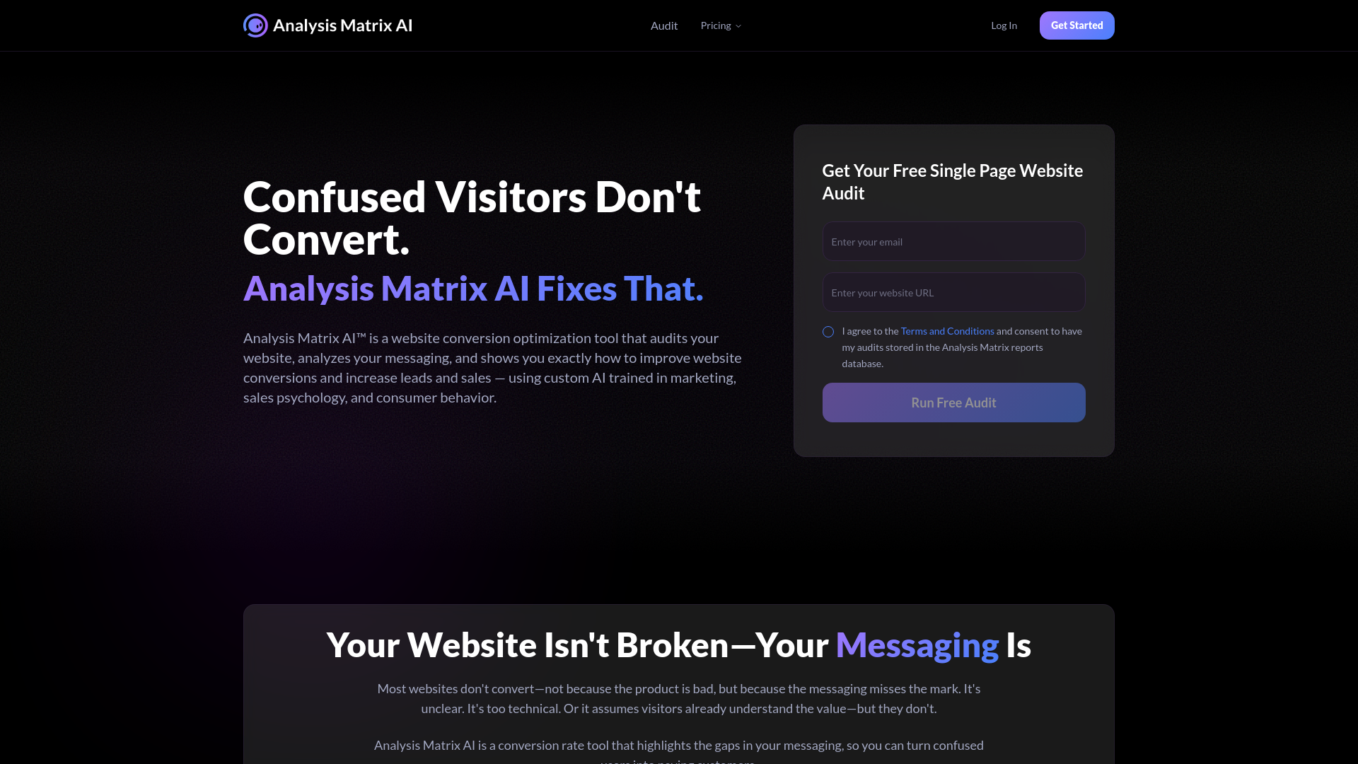 website screenshot of https://anlmtrx-team.one/