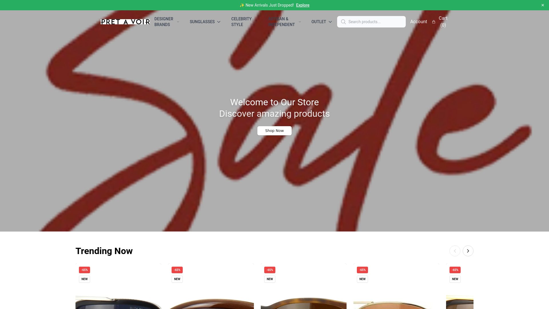 website screenshot of https://pretavoirhq.shop/