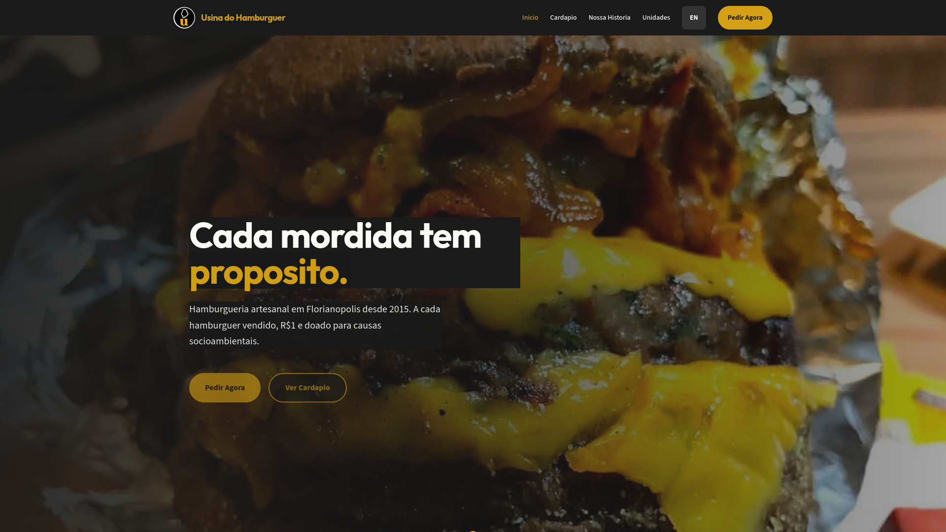 website screenshot of https://usinadohamburguer.pages.dev/
