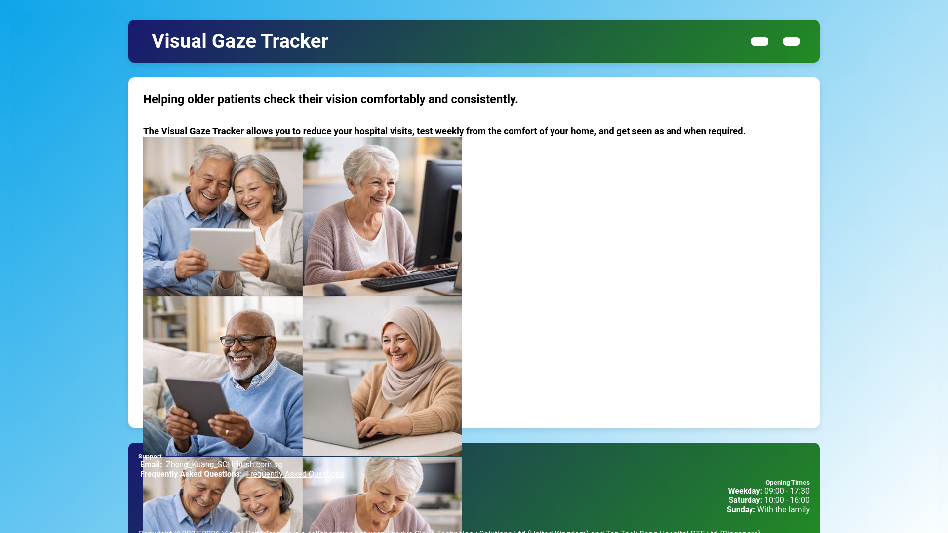 website screenshot of https://visualgazetracker.health