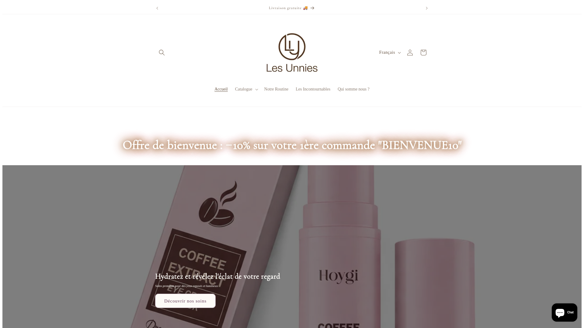 website screenshot of https://lesunnies.com
