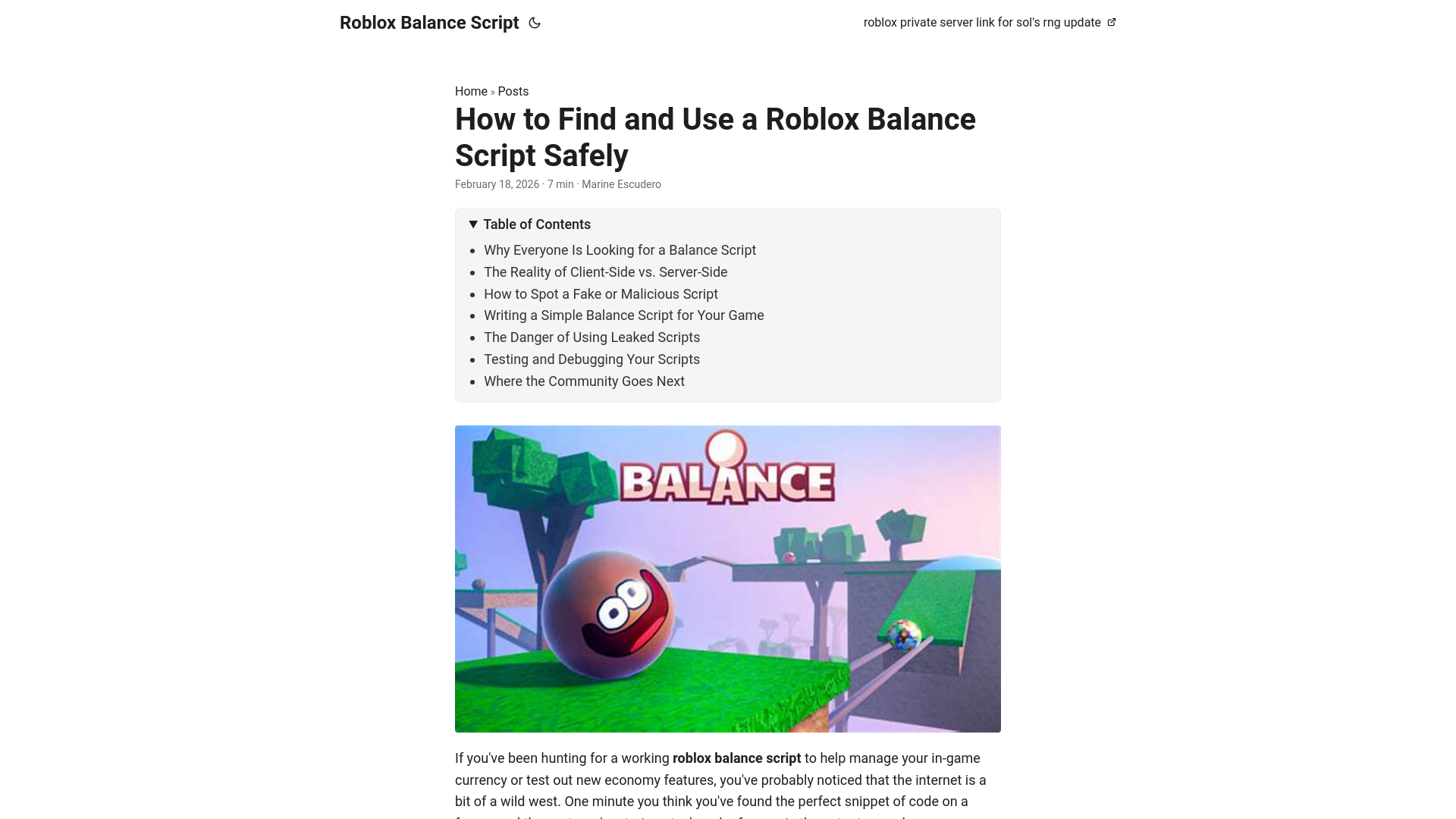 website screenshot of https://roblox-balance-script.pages.dev/