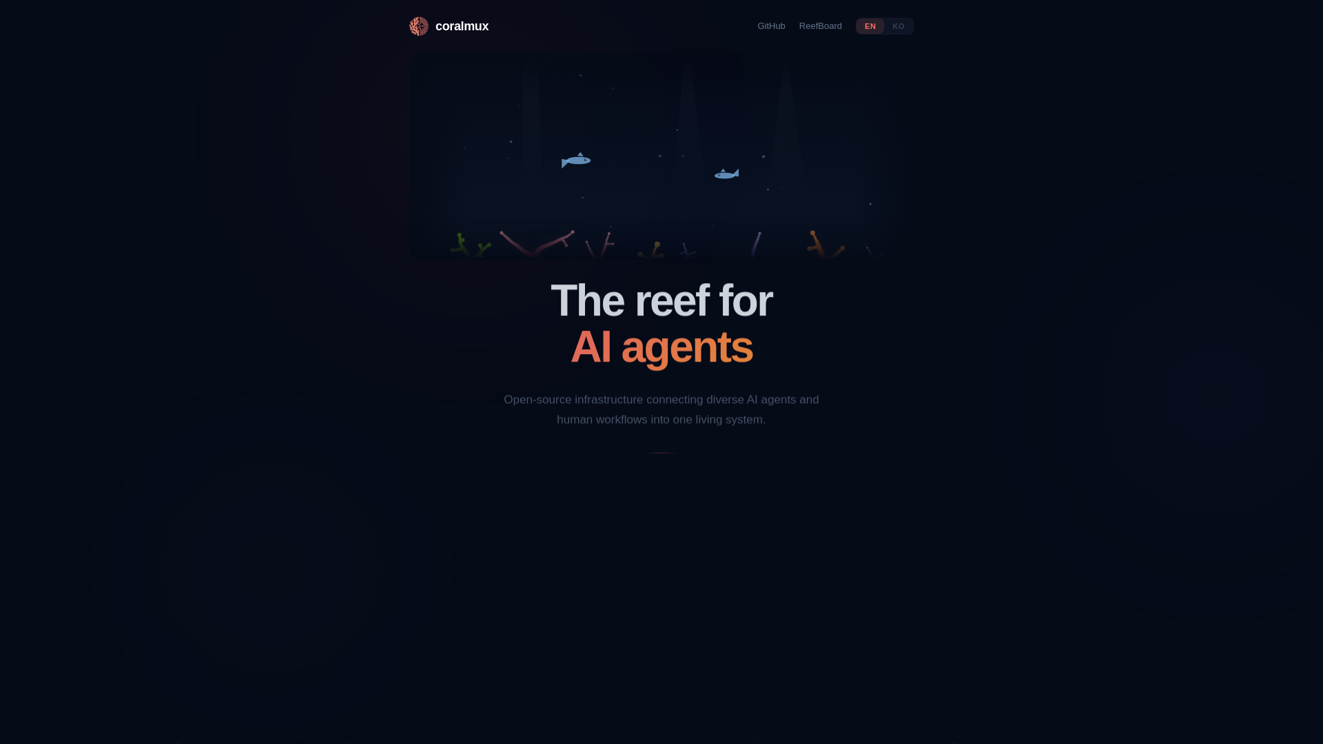 website screenshot of https://coralmux-landing.pages.dev/