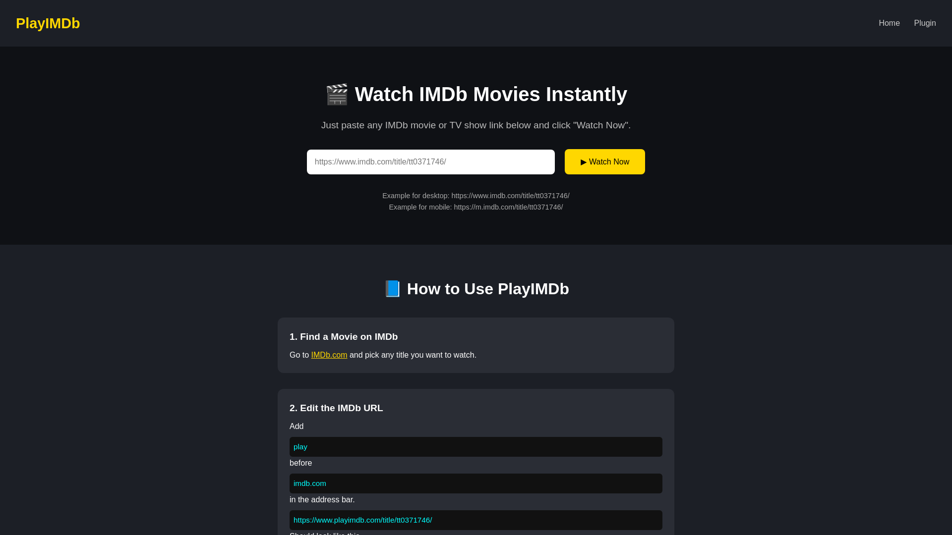 website screenshot of https://playimdb.com/