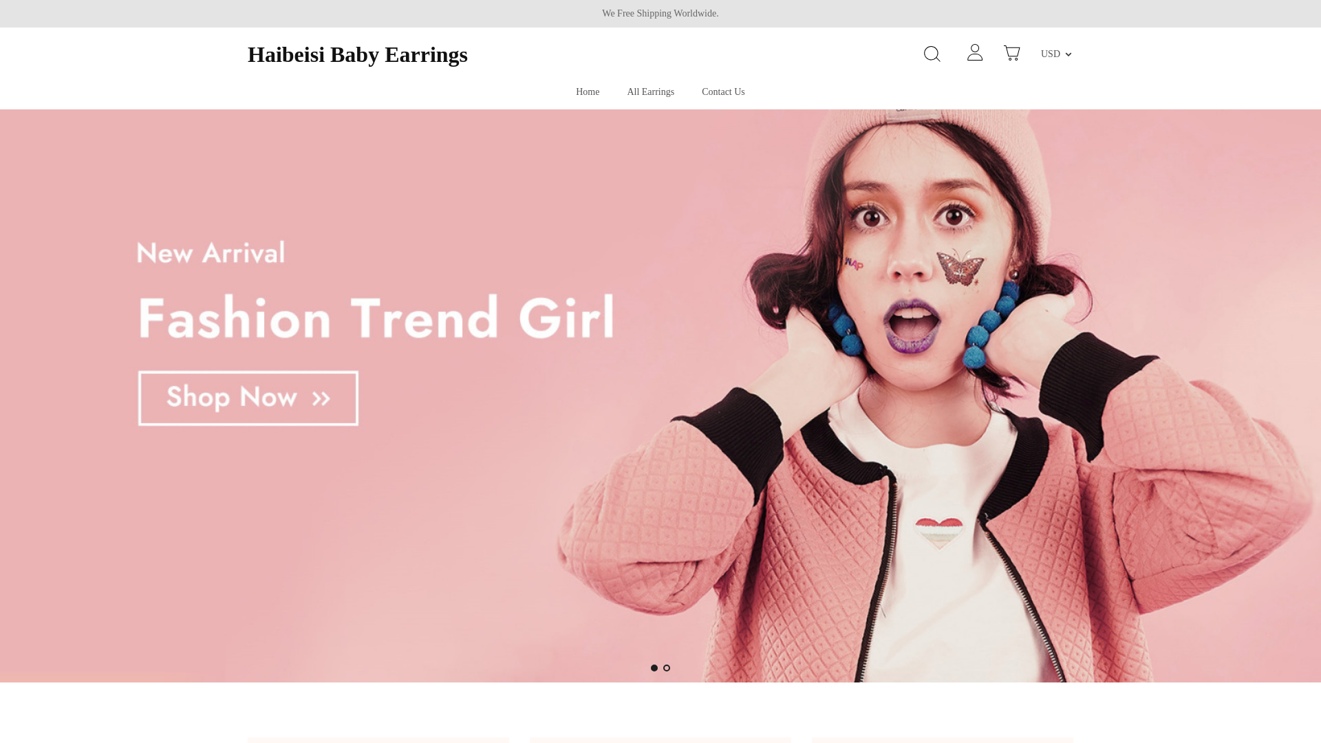 website screenshot of https://haibeisibabyearrings.com/