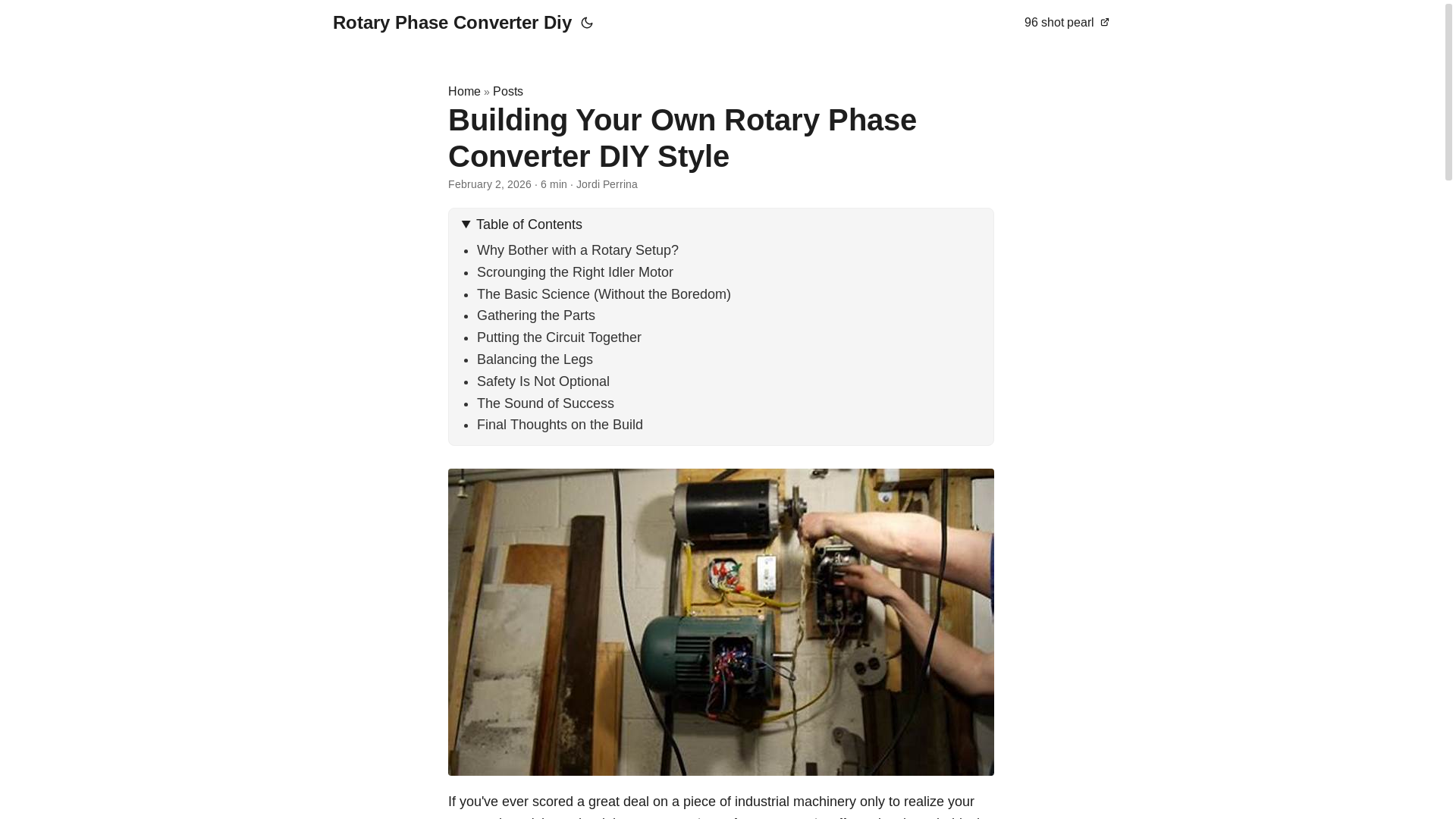 website screenshot of https://rotary-phase-converter-diy.pages.dev/