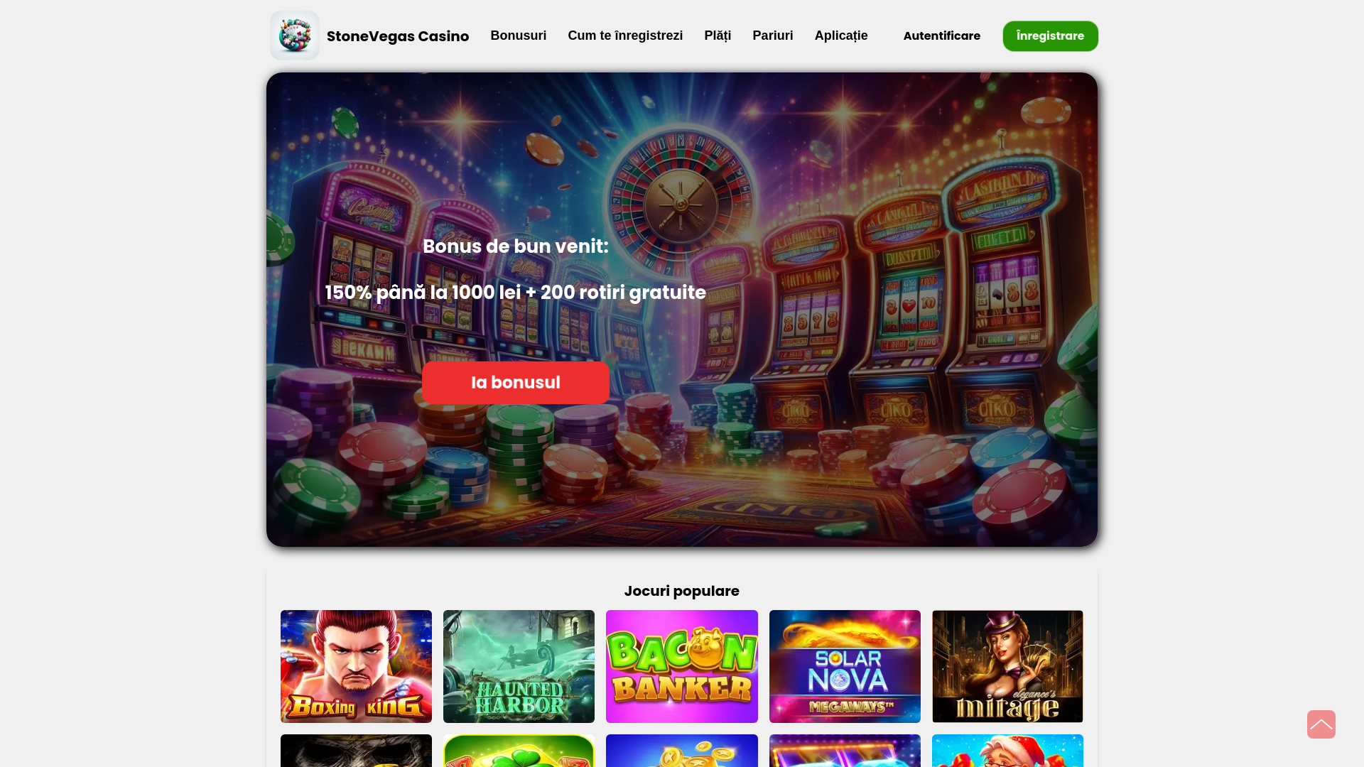 website screenshot of https://stonevegascasino.ro