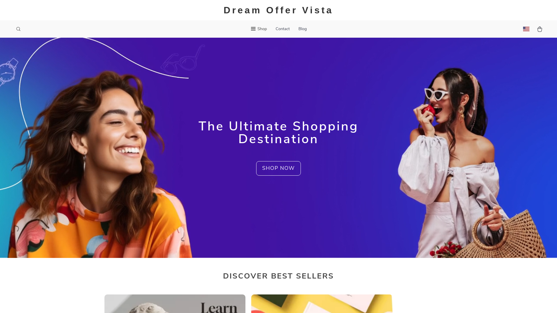 website screenshot of https://dreamoffervista.shop/