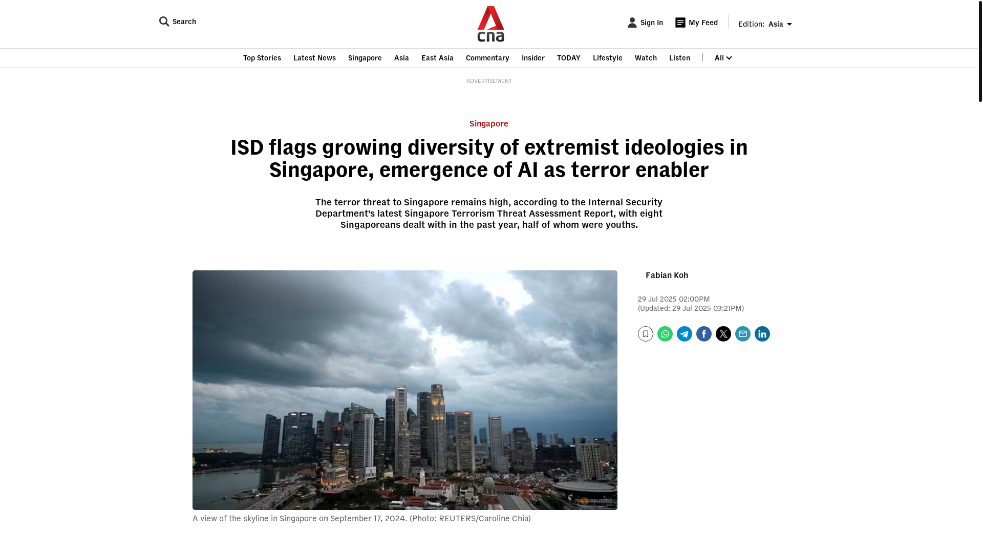 website screenshot of https://www.channelnewsasia.com/singapore/isd-terrorism-threat-israel-palestine-far-right-extremism-isis-al-qaeda-social-media-youths-5262646