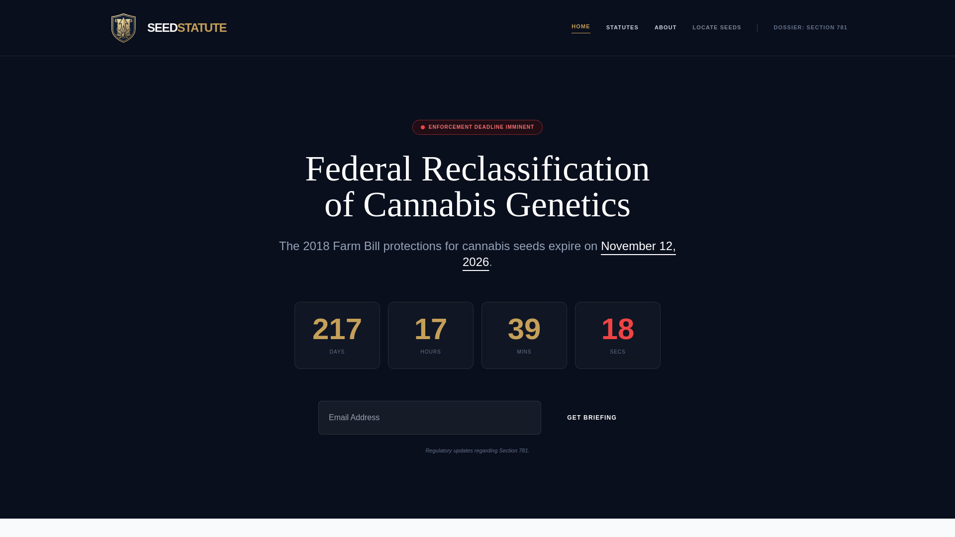 website screenshot of https://seedstatute.com