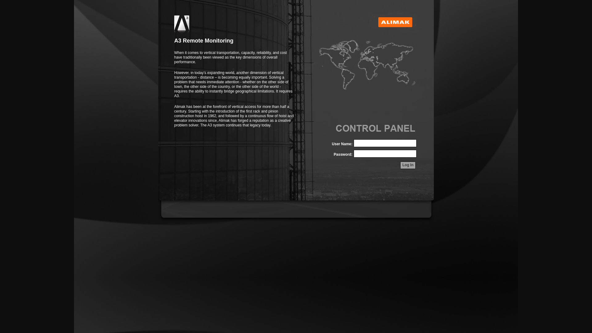 website screenshot of https://a3.alimakgroup.com