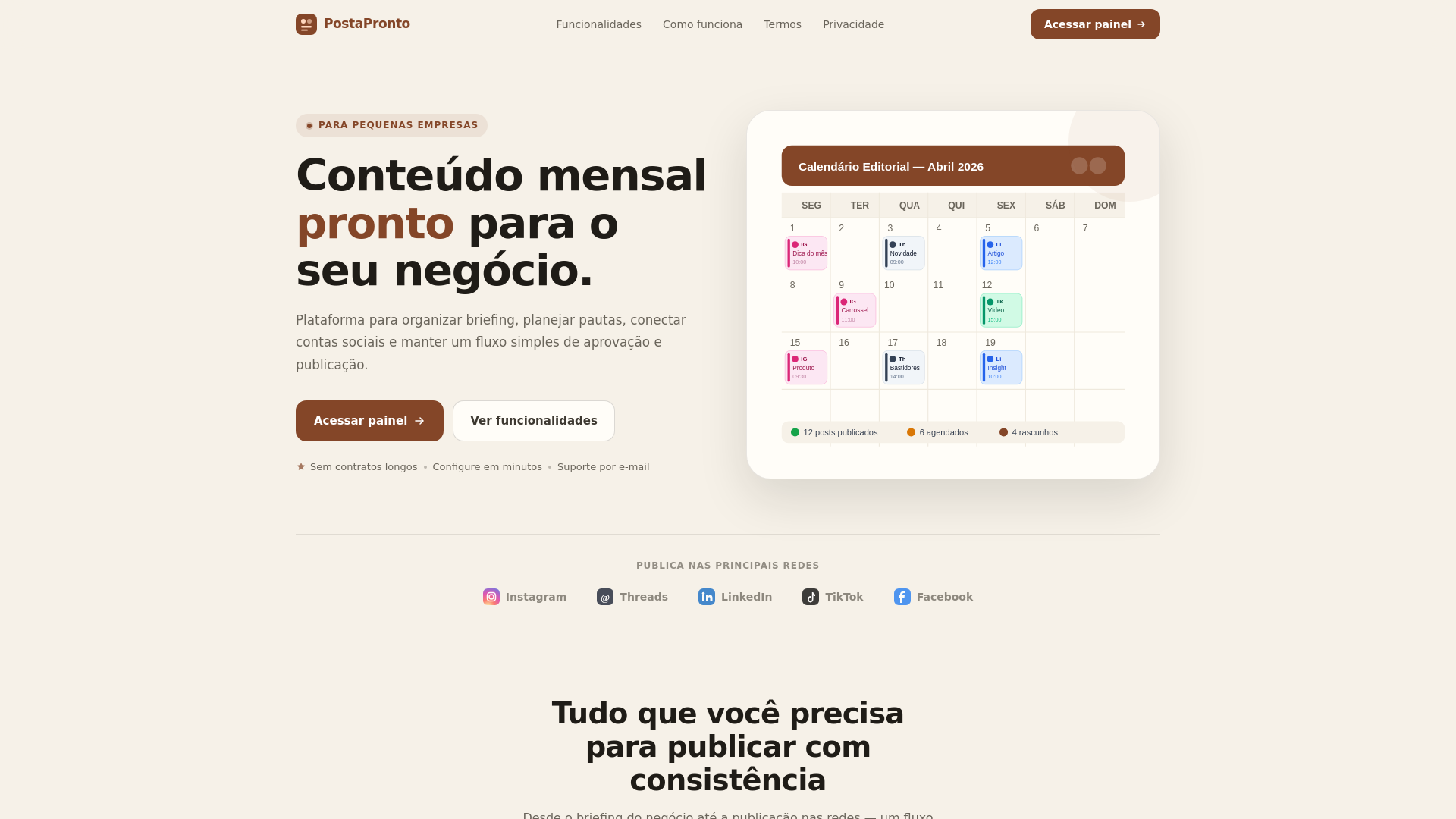 website screenshot of https://postapronto.com.br