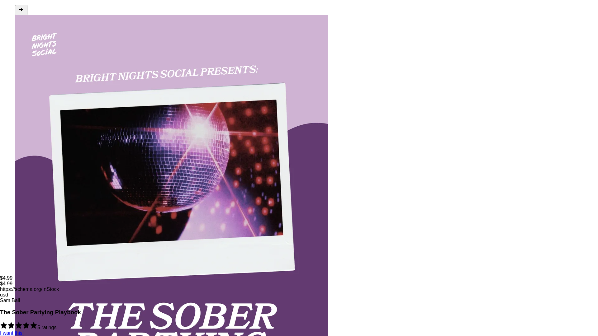 website screenshot of https://thesoberpartyingplaybook.com/