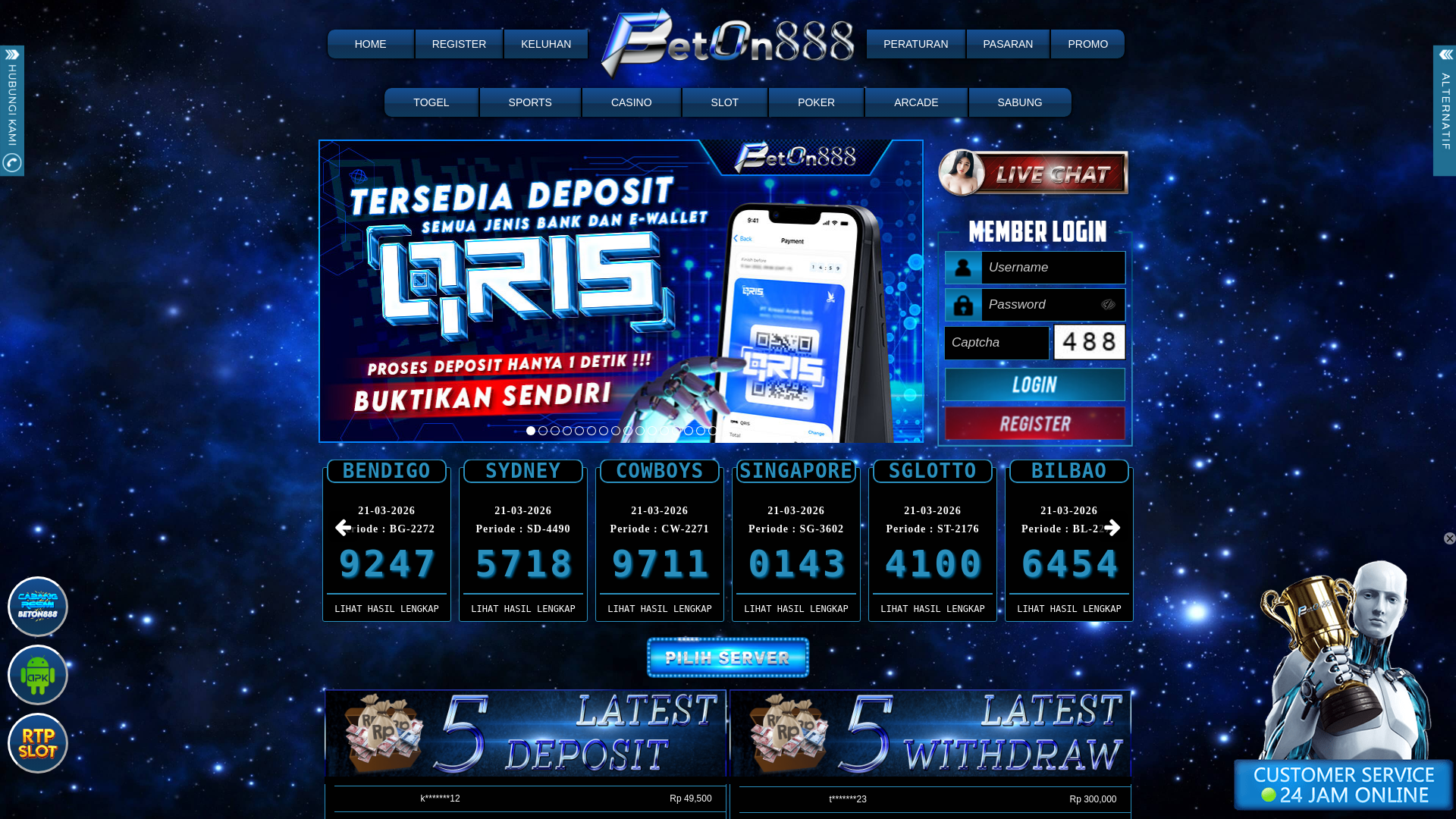 website screenshot of https://oklinkbeton888.com/