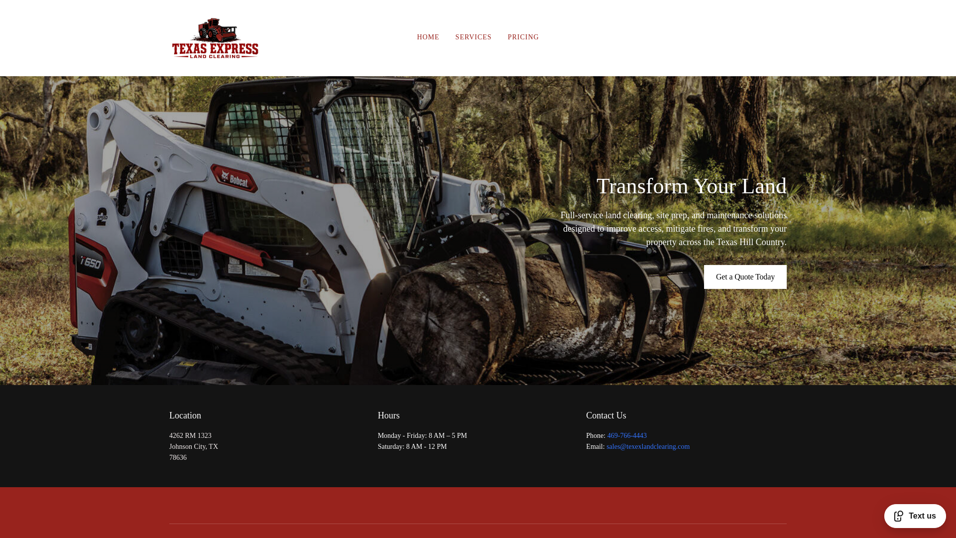 website screenshot of https://texexlandclearing.com/