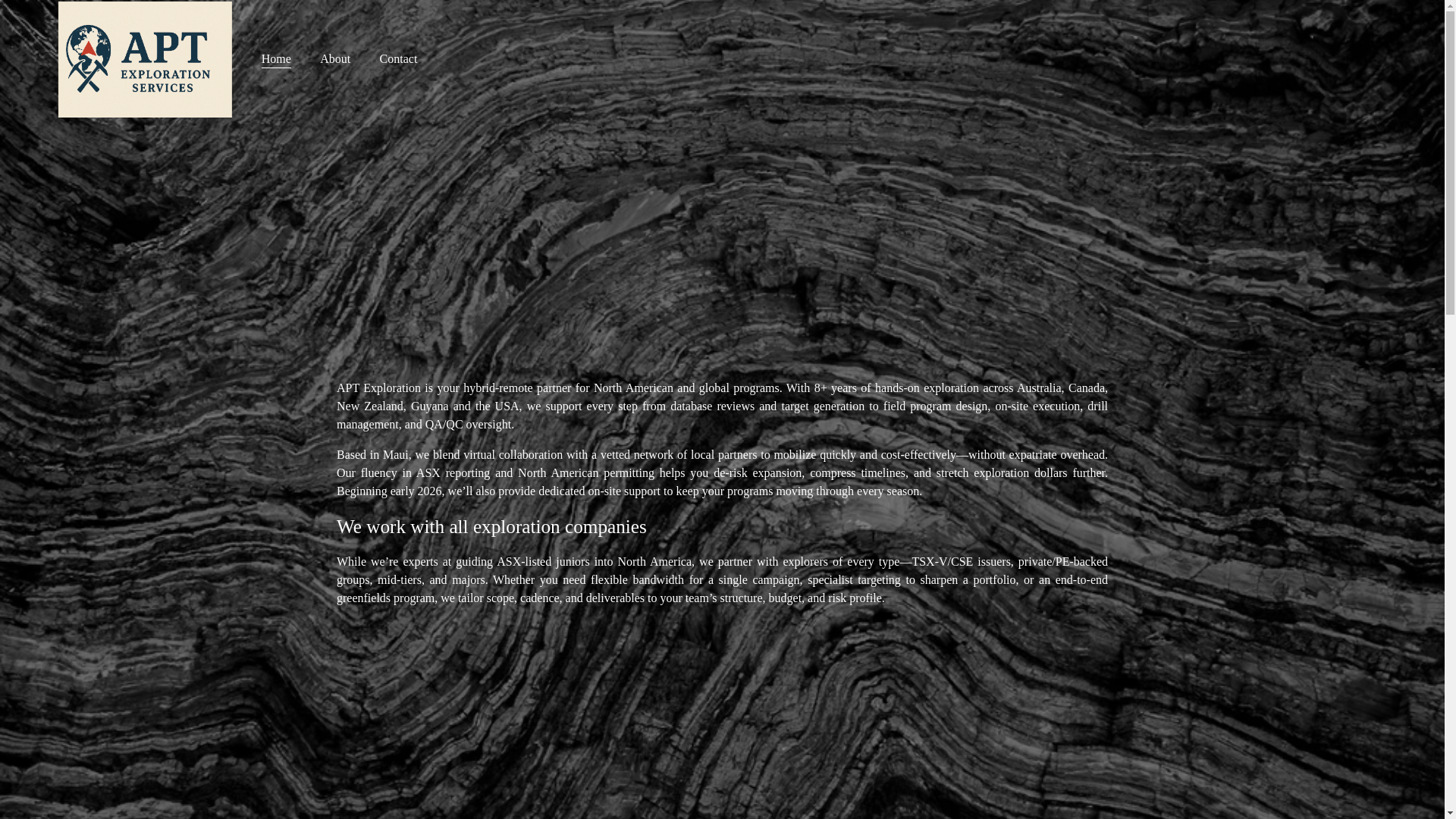 website screenshot of https://aptexplorationservices.com/