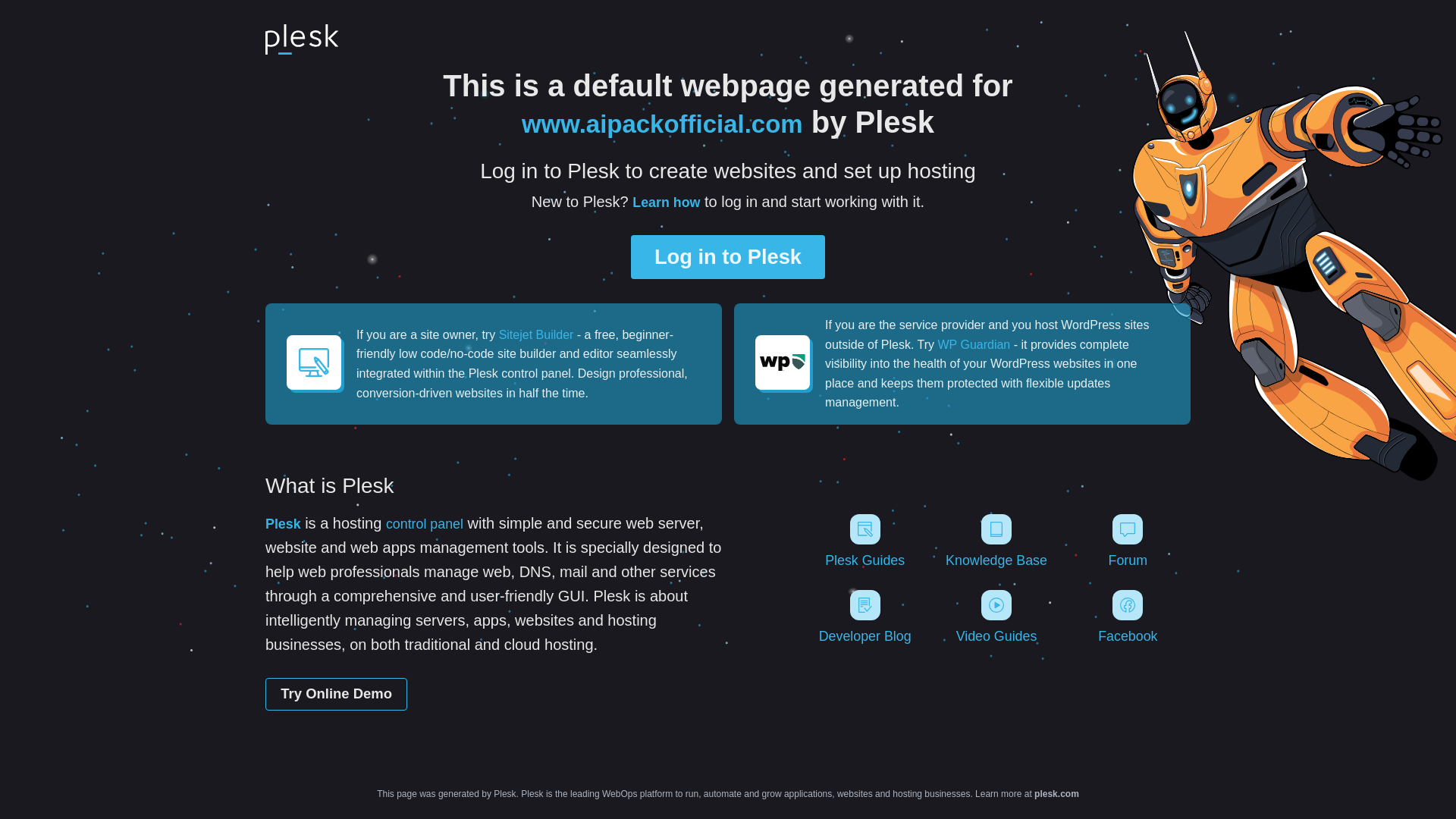 website screenshot of https://aipackofficial.com/