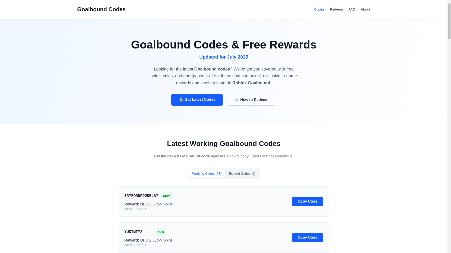 website screenshot of https://goalboundcodes.com/