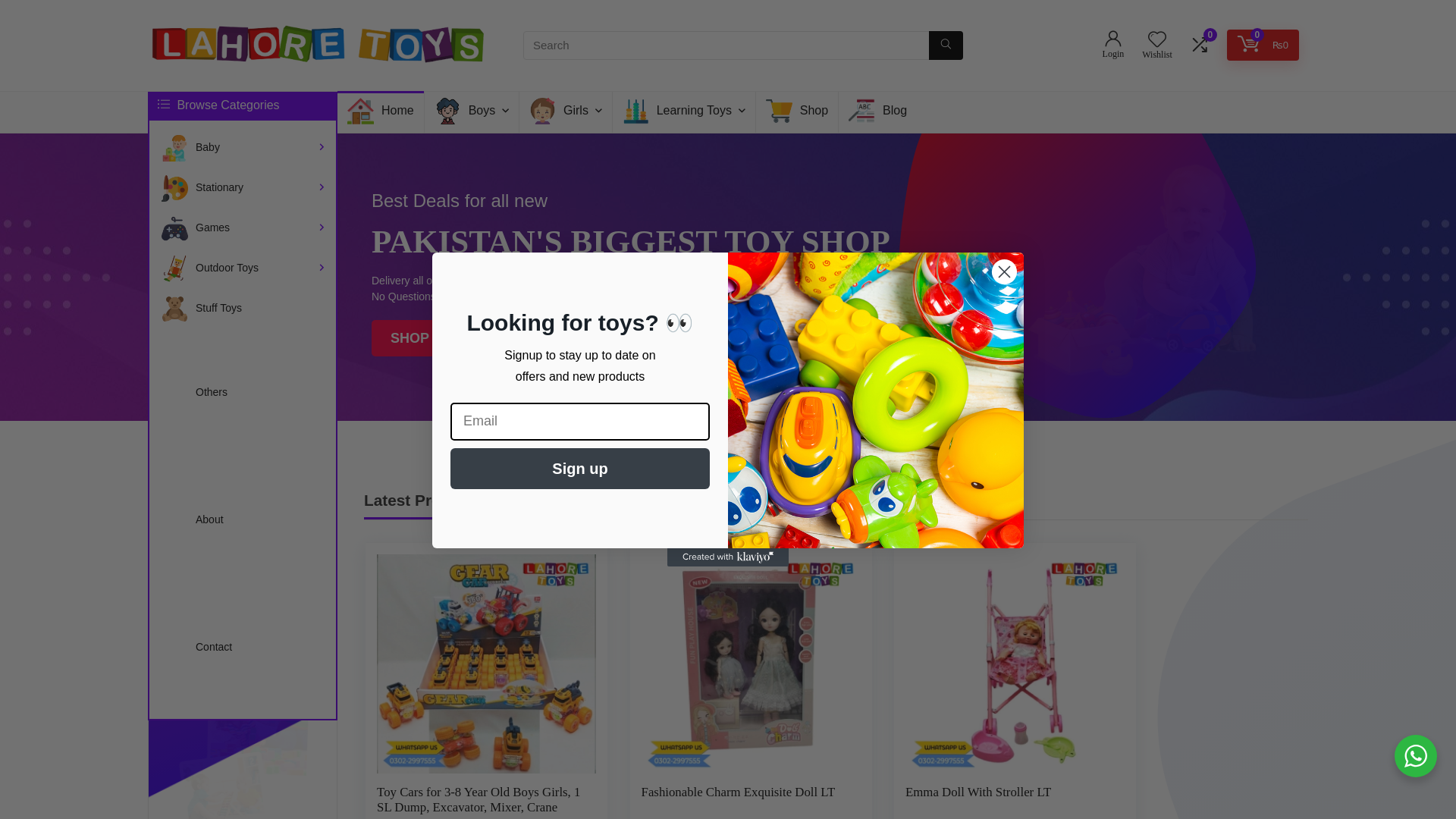 website screenshot of https://lahoretoys.com