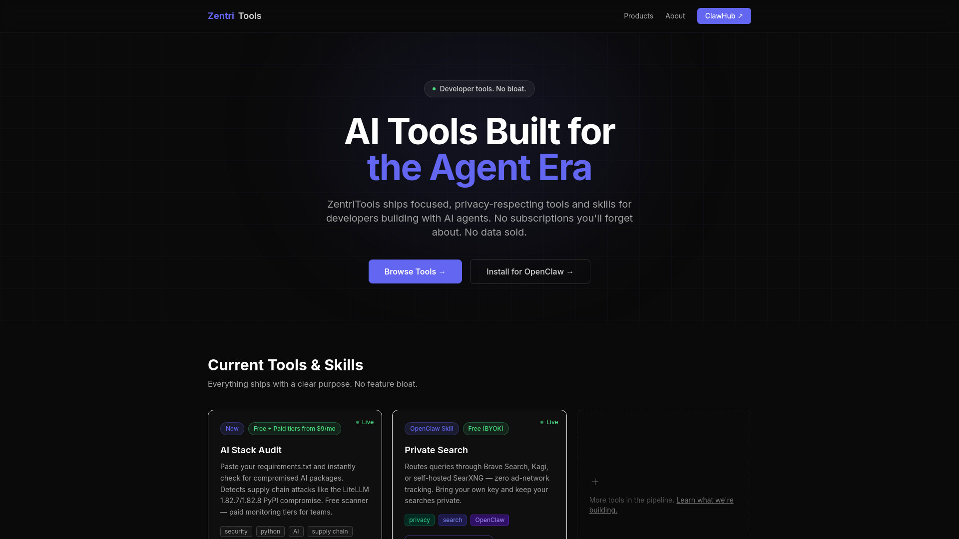 website screenshot of https://toolweft.com/