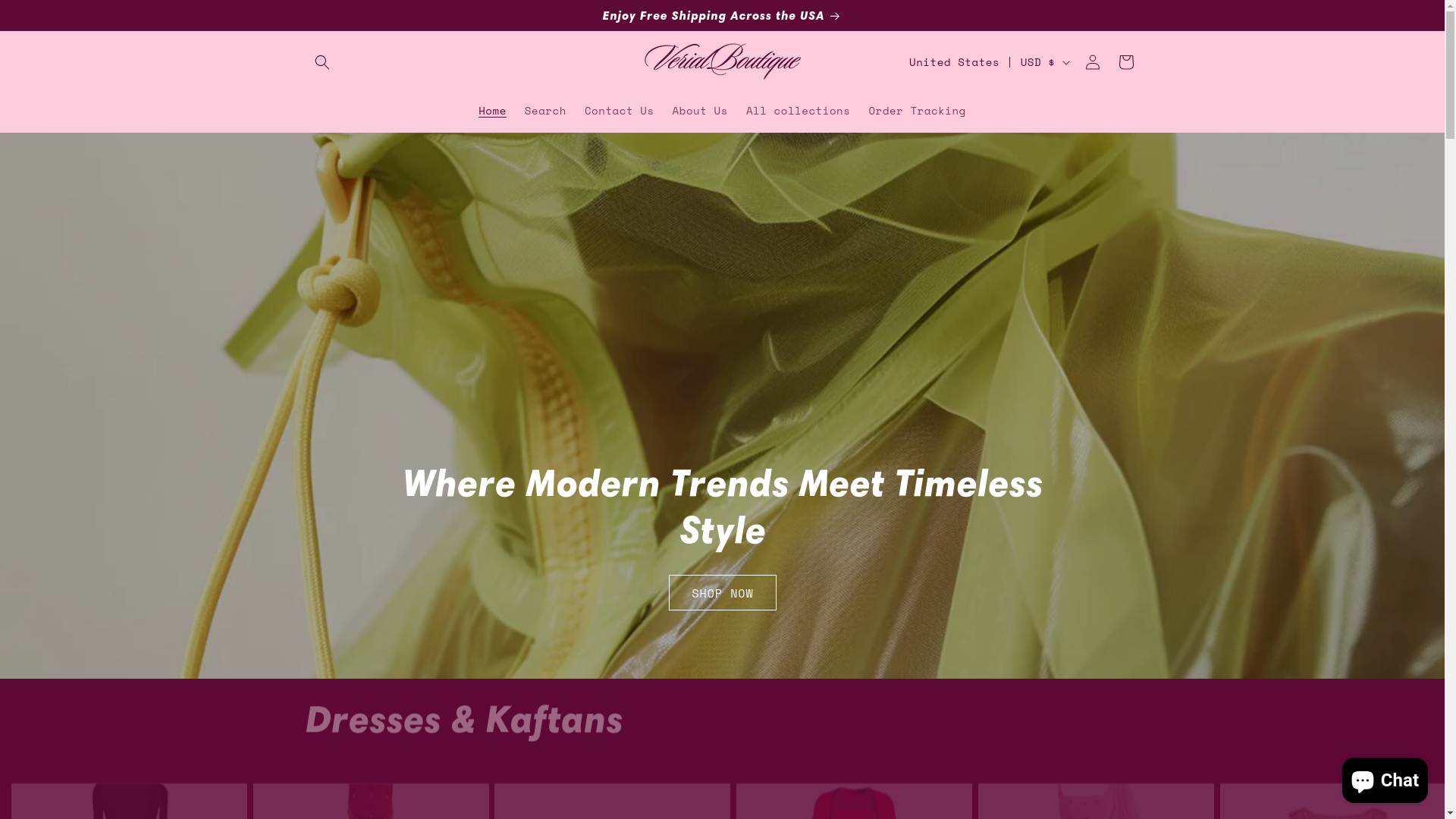 website screenshot of https://verialboutique.com/