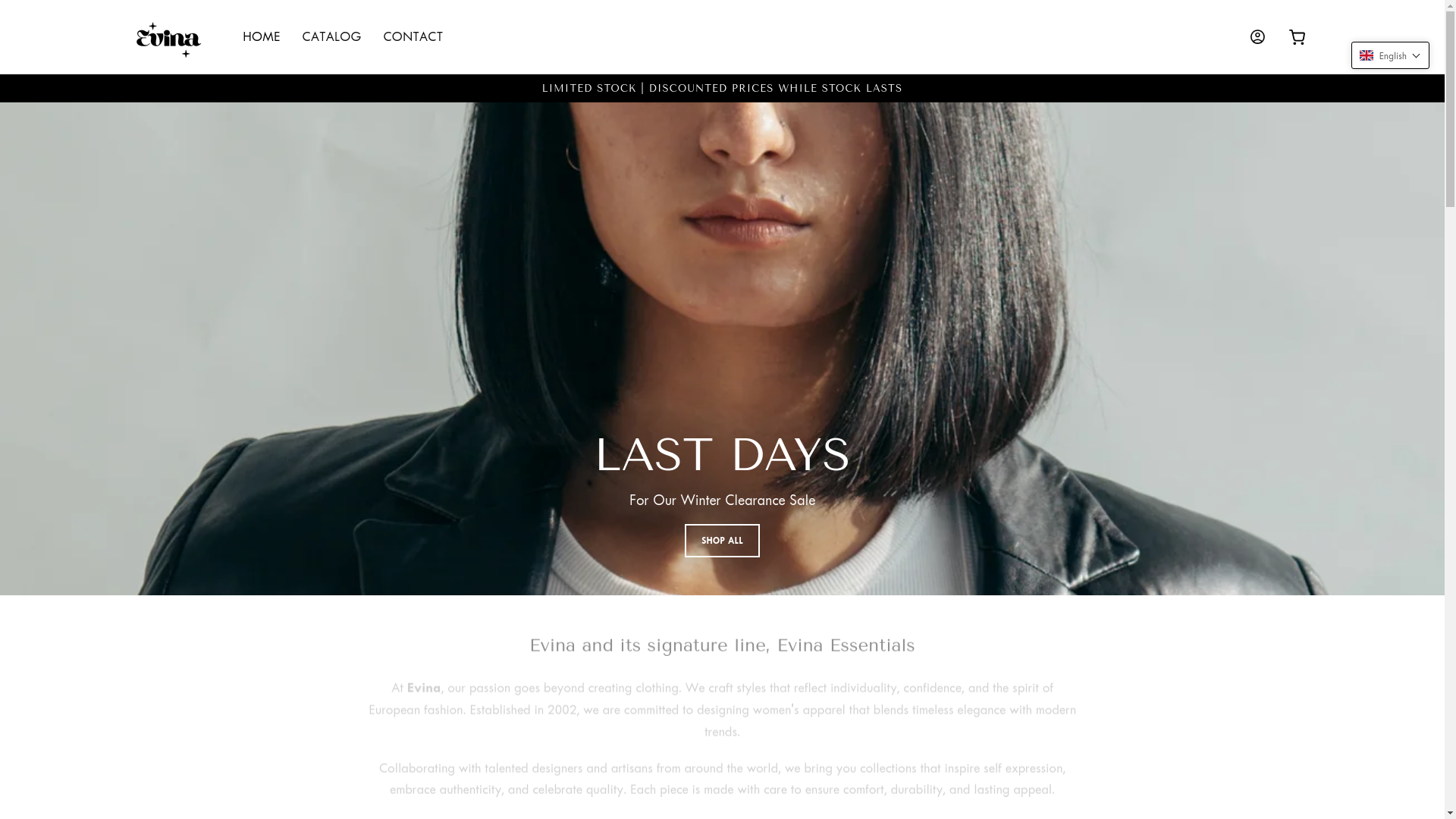 website screenshot of https://evinacollection.com/