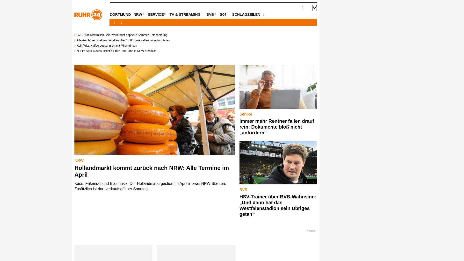 website screenshot of https://www.ruhr24.de