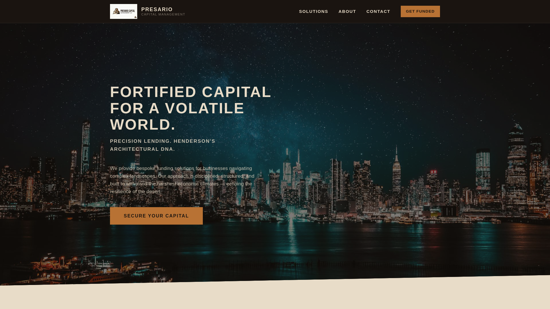 website screenshot of https://presariocapitalmanagement.com