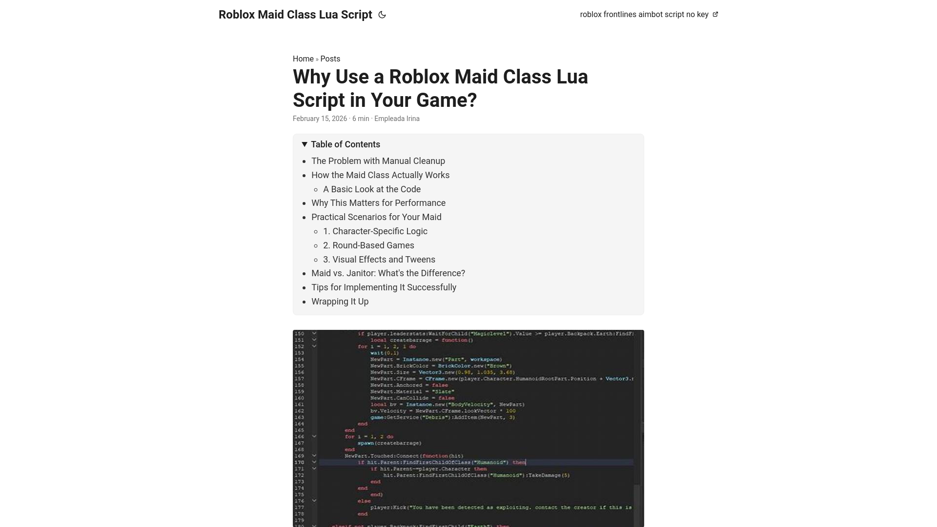 website screenshot of https://roblox-maid-class-lua-script.pages.dev/